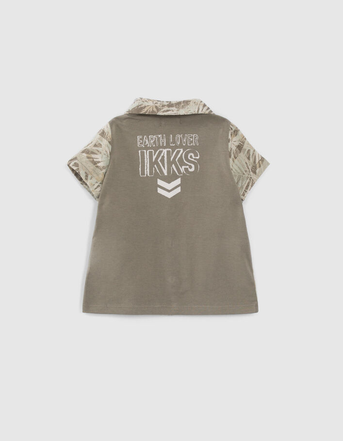 Baby boys’ khaki jungle print mixed fabric shirt - IKKS