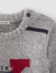 Jersey gris jaspeado punto con maxi bordados bebé niño-7