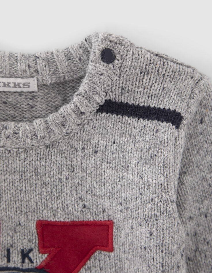 Jersey gris jaspeado punto con maxi bordados bebé niño-7