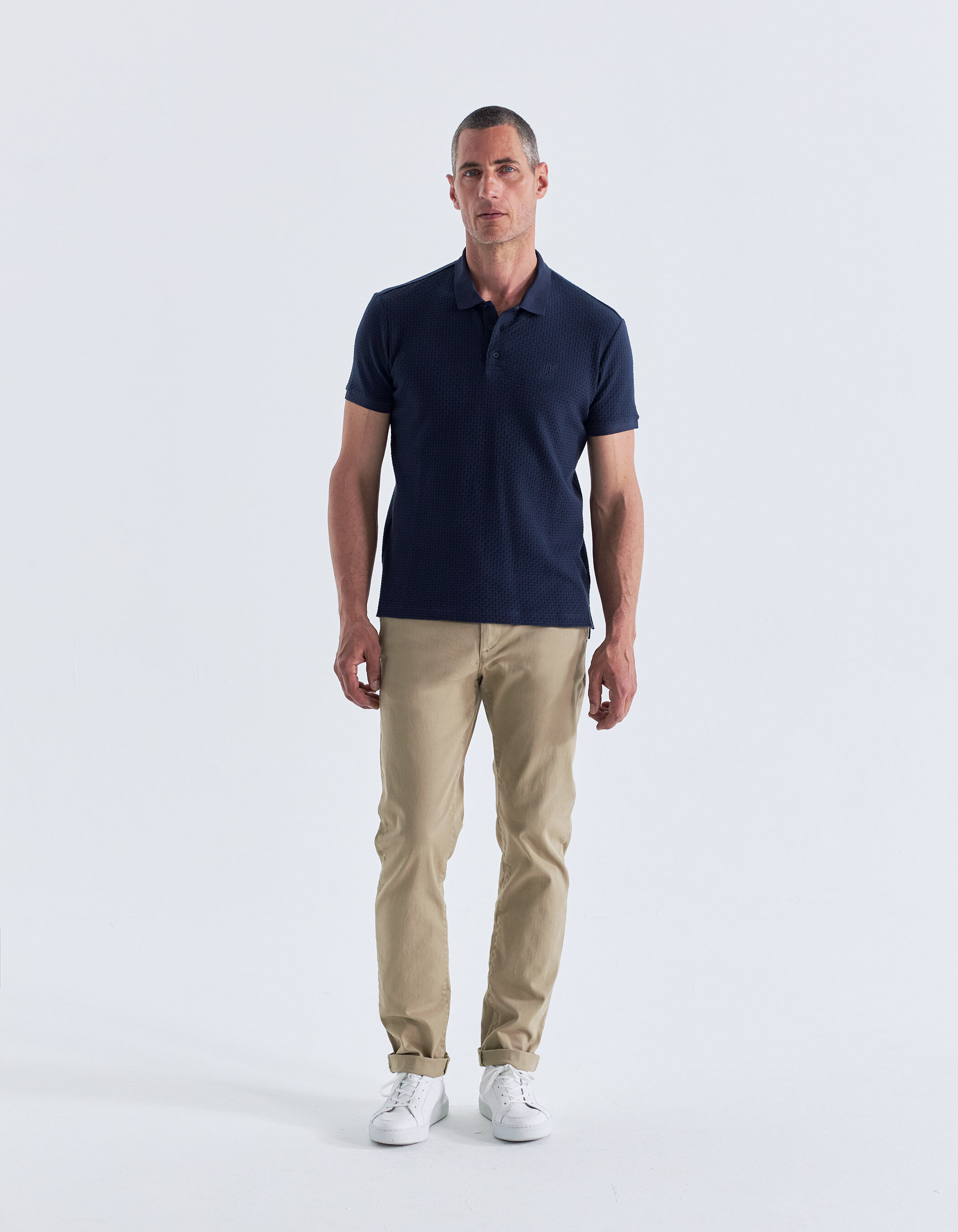 Navy blue polo 2025 and khaki pants