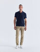 Marineblaues Herrenpoloshirt mit Zopfrelief-6