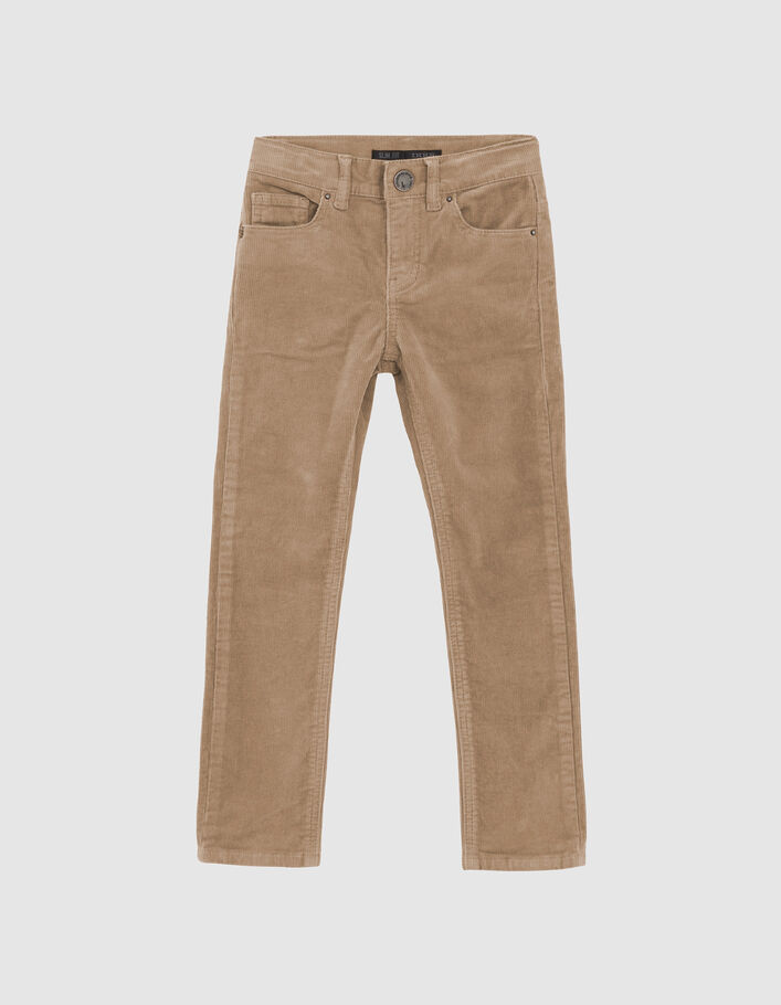 Pantalon SLIM moka en velours milleraies garçon-1
