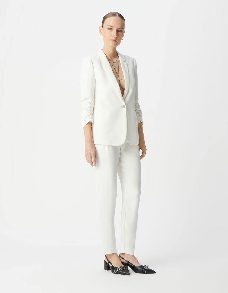 Veste de costume blanc cassé recyclé Femme-2
