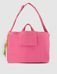 Sac totebag rose toile broderie Femme-2