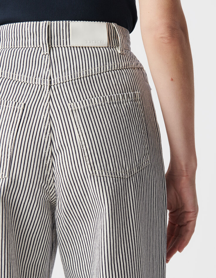 Witte jeans met wijde pijpen in krijtstreep Dames-5