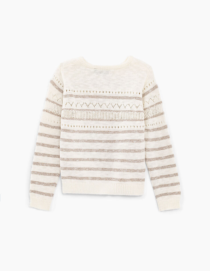 Jersey crudo tricot rayas y calado niña-5 Jersey crudo tricot rayas y calado niña-5