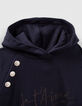 Sweat marine message broderie paillettes Femme-5