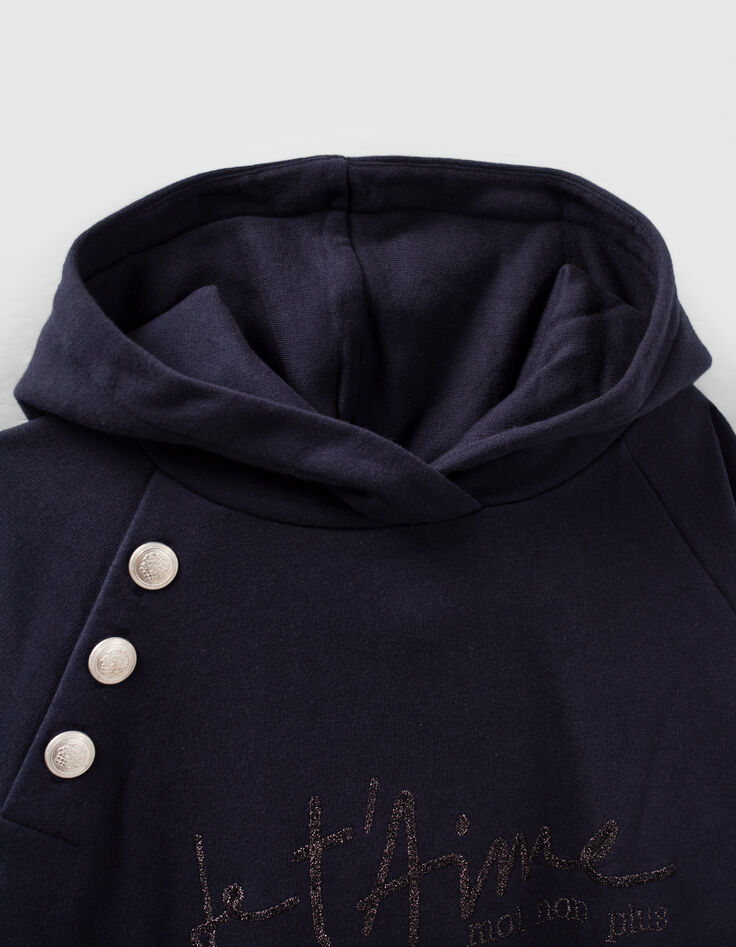 Sweat marine message broderie paillettes Femme-5