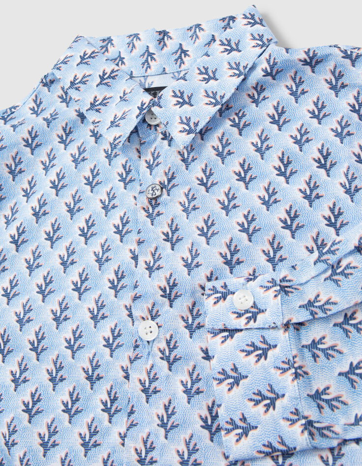 Blauw overhemd Liberty® stof koraalmotief jongens-5