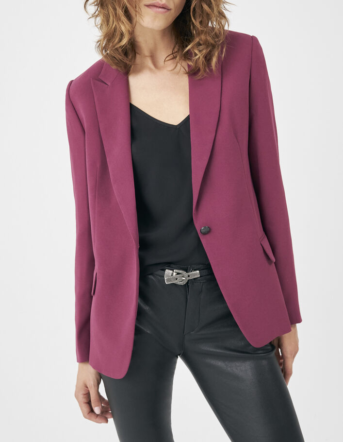 Women's purple crepe mid-length suit jacket - IKKS
