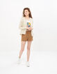 I.Code white zipped glittery knit hooded cardigan-6
