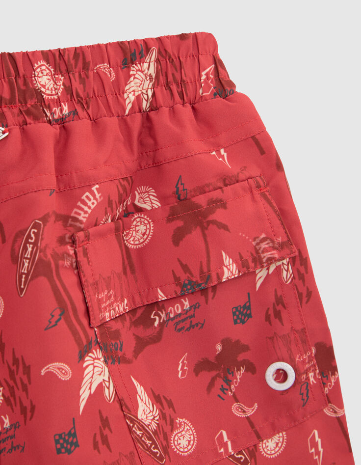 Boys’ red surf-rock print swim shorts-6