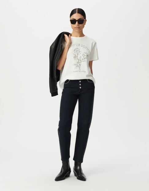 Women’s navy studded cropped straight jeans - IKKS