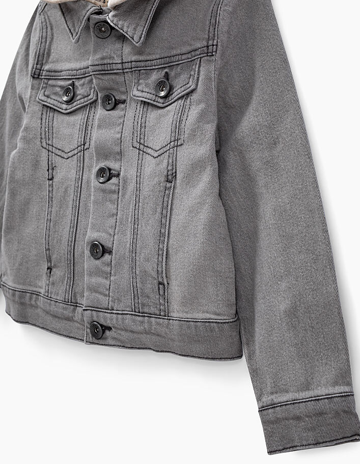 Bleach grey jeansjasje met sweatkap jongens  - IKKS