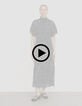 Robe longue marine imprimé pois col drapé Femme-8 Robe longue marine imprimé pois col drapé Femme-8