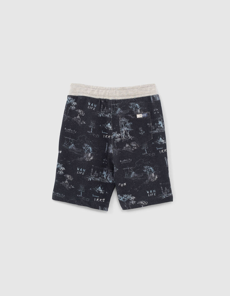 Navy sweatbermuda toile de Jouy-print jongens -3