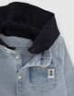 Blauw jeanshemd afneembare kap jongens-7