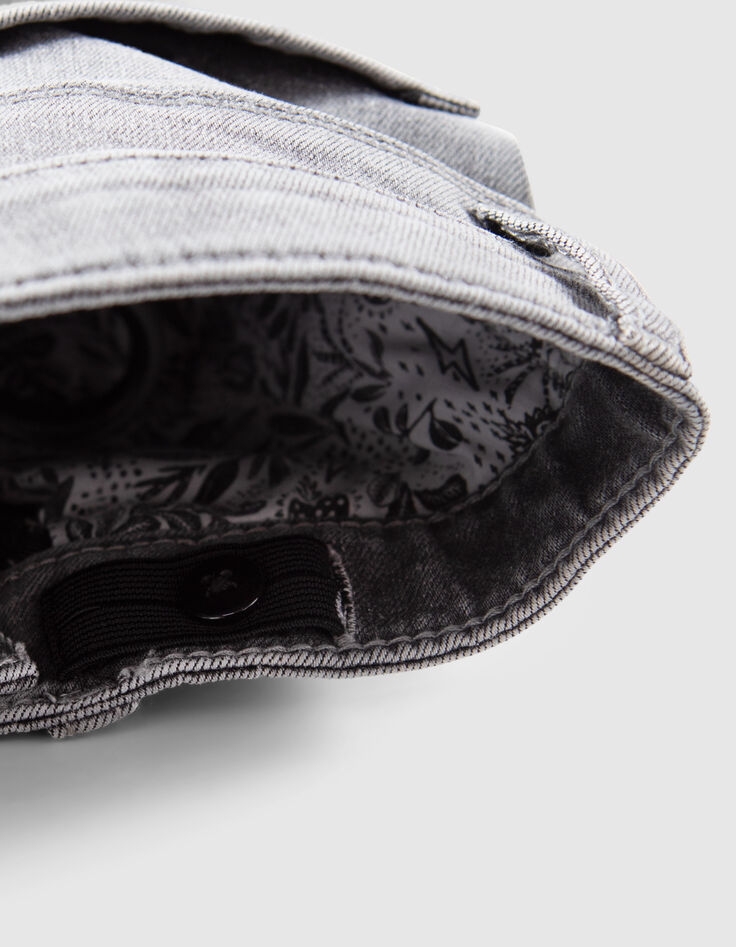 Graue SLIM-Mädchenjeans mit asymmetrischem Reißverschluss-3