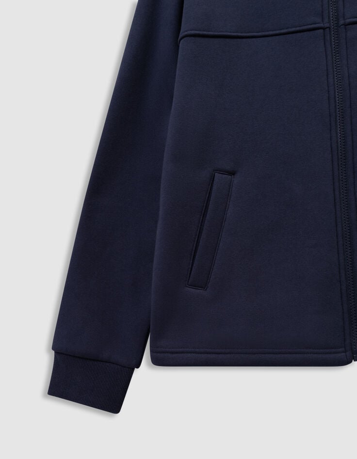 Boys’ navy zipped cardigan with shirt collar-5