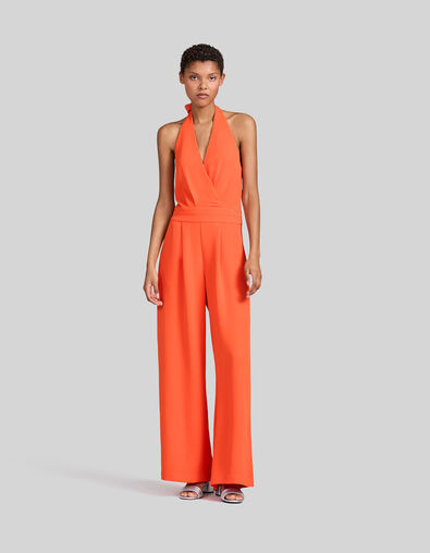 Women’s orange backless jumpsuit - IKKS
