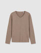 T-shirt beige manches longues Homme-5
