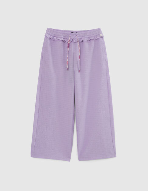 Pantalon large lilas fluide tissu relief fille - IKKS