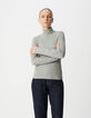 Women's grey turtleneck reverse seam sweater-5