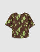 Top fluide marron imprim&eacute; tachiste flou Femme-8