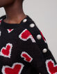 Zwarte hartjacquardtrui voor dames-5 Zwarte hartjacquardtrui voor dames-5