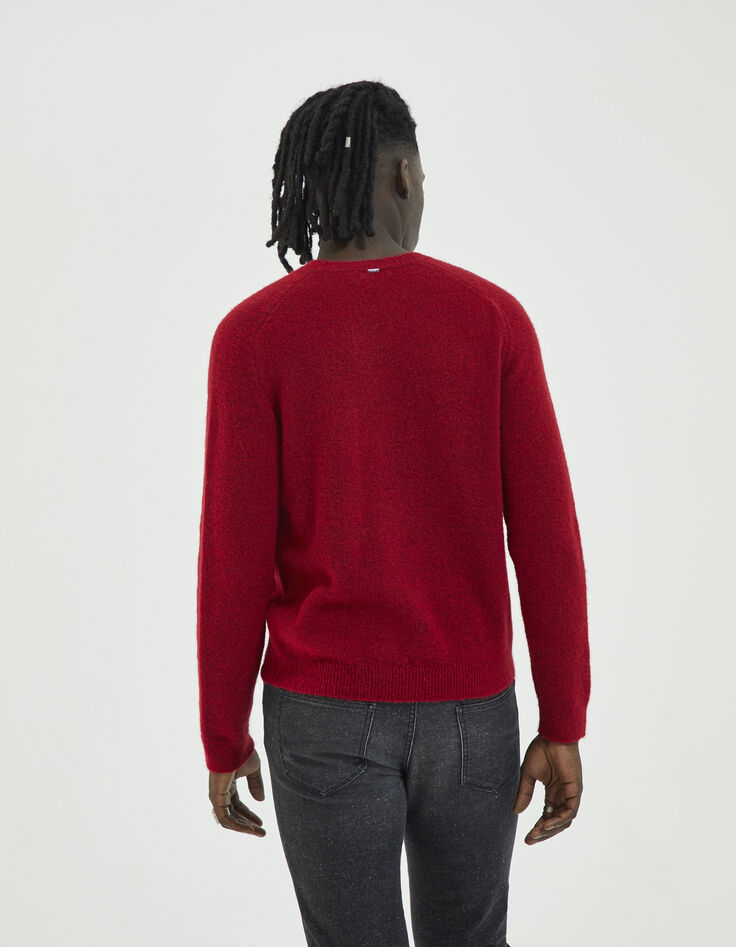 Men's red springy knit round neck sweater-2 Men's red springy knit round neck sweater-2