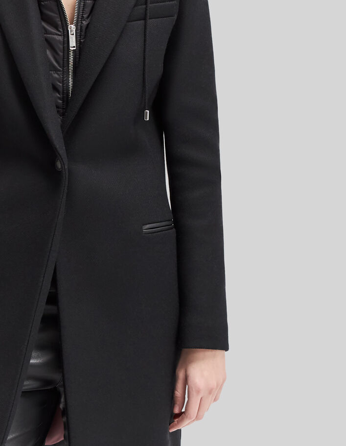 manteau noir en laine avec capuche