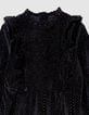 Schwarzes Kleid aus Velours mit Rüschendetails, Mädchen-3 Schwarzes Kleid aus Velours mit Rüschendetails, Mädchen-3