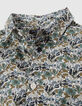 Chemise kaki imprimé fleurs vertes garçon-5