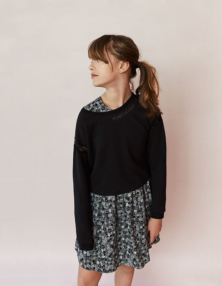 Zwarte 2-in-1-jurk meisjes-1
