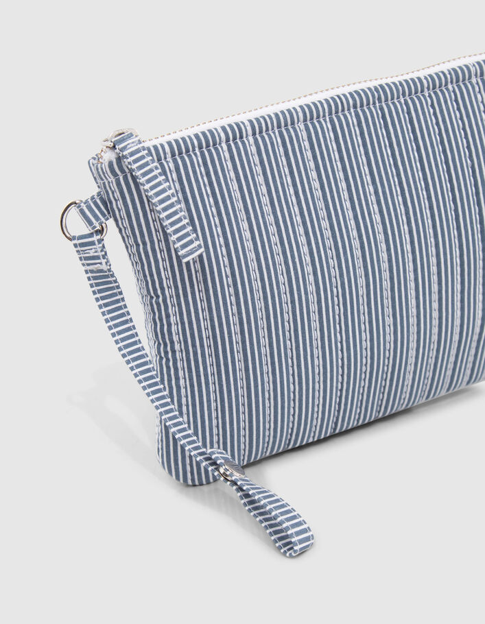 Women’s blue striped boutis embroidered oversize tote bag - IKKS