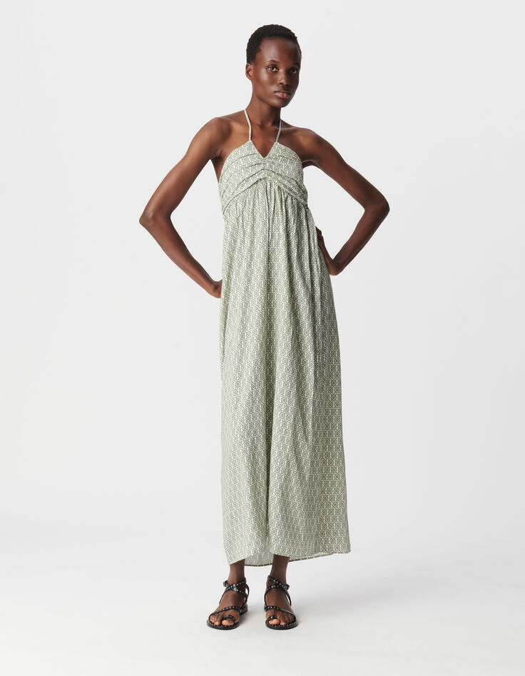 Robe longue verte LENZING™ ECOVERO™ ethnique Femme-2