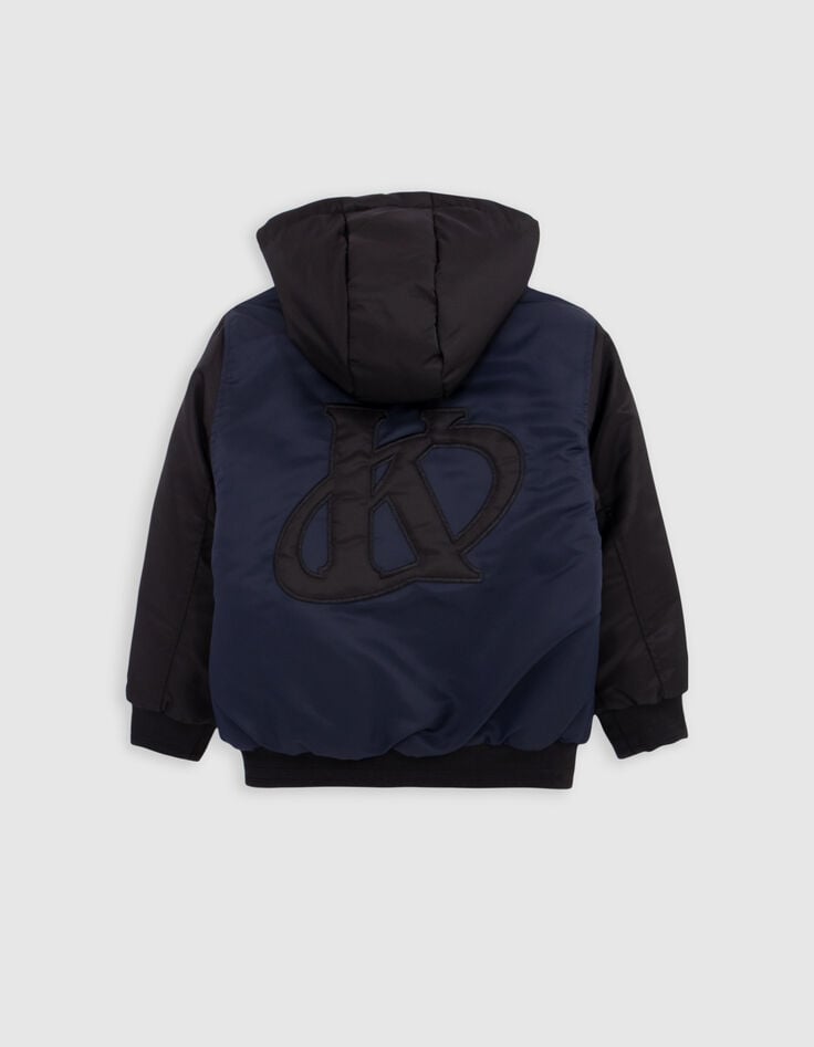 Blouson marine capuche et manches noires garçon-4