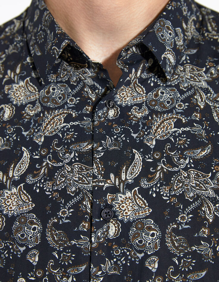 Chemise SLIM noire imprimé floral Rock Homme-4