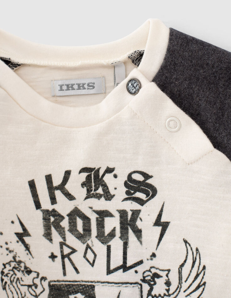 Cremeweißes Shirt mit Wappen für Babyjungen -4