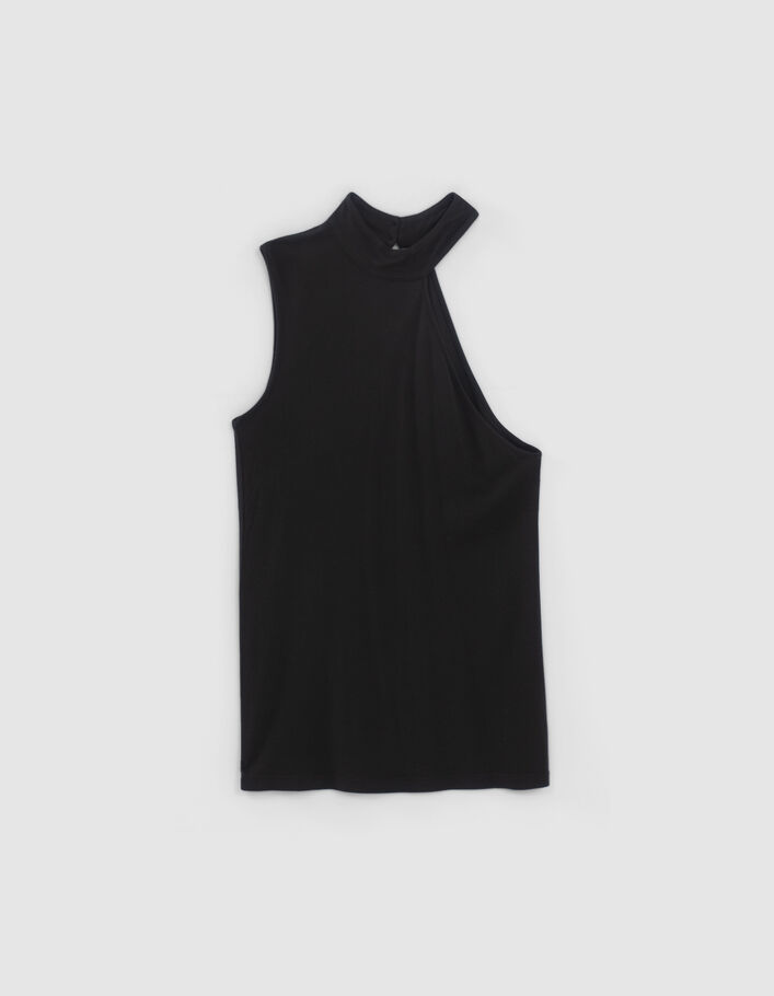 Pure Edition – Women’s black asymmetric sleeve T-shirt - IKKS