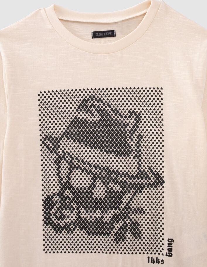 Boys’ ecru rubber gangster optic organic cotton T-shirt - IKKS