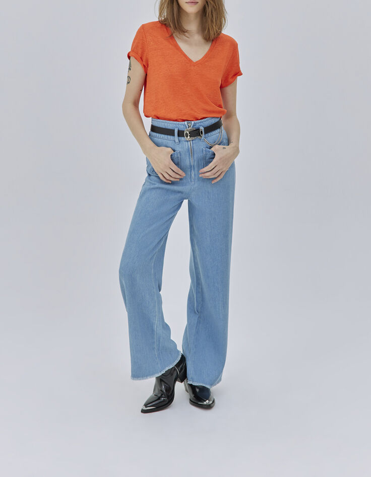 Women’s orange linen T-shirt-4