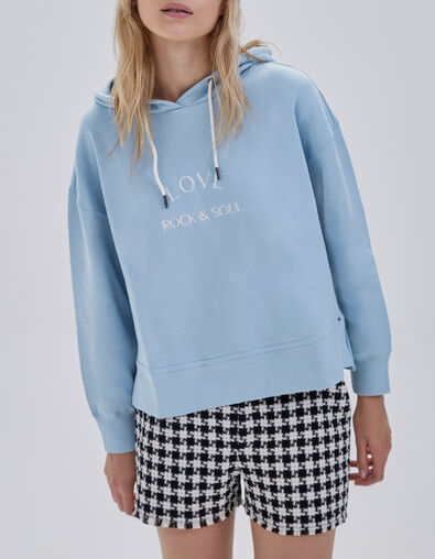 Sweat gris molleton à message brodé Femme - IKKS