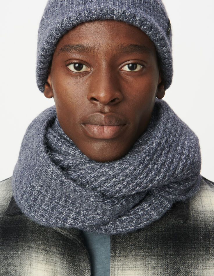 Snood azul punto acanalado hombre-5 Snood azul punto acanalado hombre-5