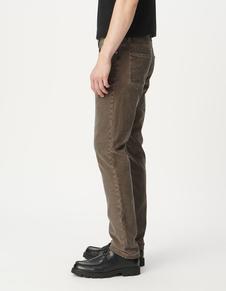 Beige slim broek fijne ribfluweel Heren-3