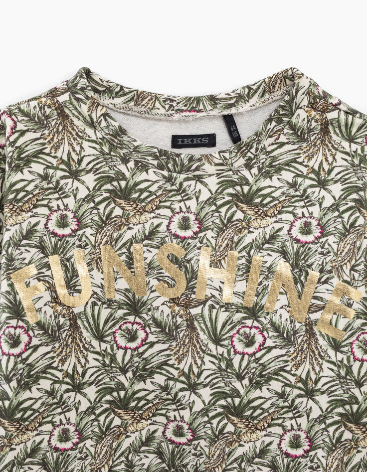 Girls’ Ecru jungle print sweatshirt with golden slogan-4