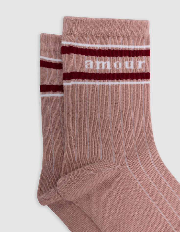 Rosa, goldene und schwarze Mädchensocken-6