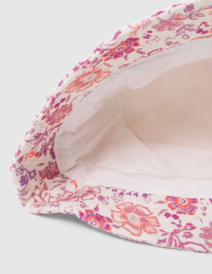 Bob lilas imprimé fleurs et broderie fille-5