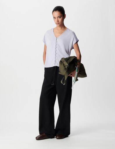 Mujer top reversible lila manga corta delante/detr&aacute;s - IKKS