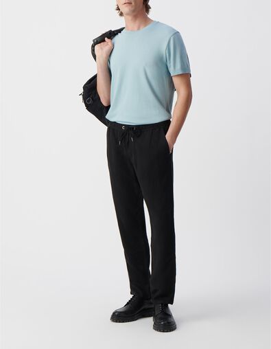 Schwarze Herren-JOGGER aus Lyocell&reg; und Leinen - IKKS